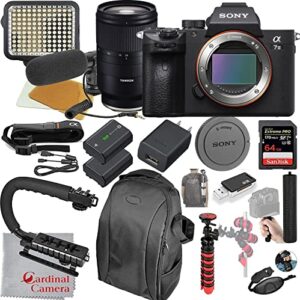 sony a7 iii mirrorless digital camera with tamron 28-75mm lens video bundle + led video light + microphone + extreme speed 64gb memory(20pc bundle)