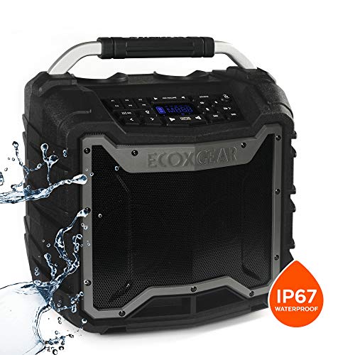 ECOXGEAR EcoTrek GDI-EXTRK210 Rugged Waterproof Floating Portable Bluetooth Wireless 100 Watt Stereo Smart Speaker and PA System (Gray)