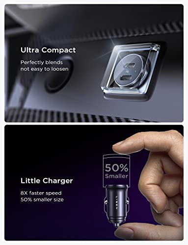 USB C Car Charger Fast Charging, 60W PD (30W+30W) Super Fast Car Charger, iPhone Car Charger Samsung Car Charger with 3.3ft C to C/L Cable for iPhone 14 13 12 iPad Samsung Galaxy S23/22 Google Pixel