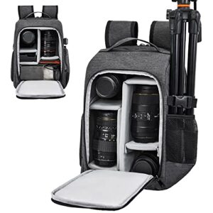 golkcurx camera bag for dslr/slr cameras，camera backpack waterproof for photographers dark grey s