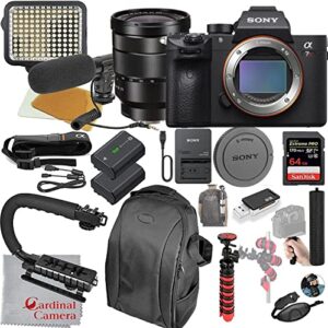 sony alpha a7riiia (new model) mirrorless digital camera with 16-35mm t* fe 16-35mm f/4 za oss lens video bundle + led video light + microphone + extreme speed 64gb memory(20pc bundle)