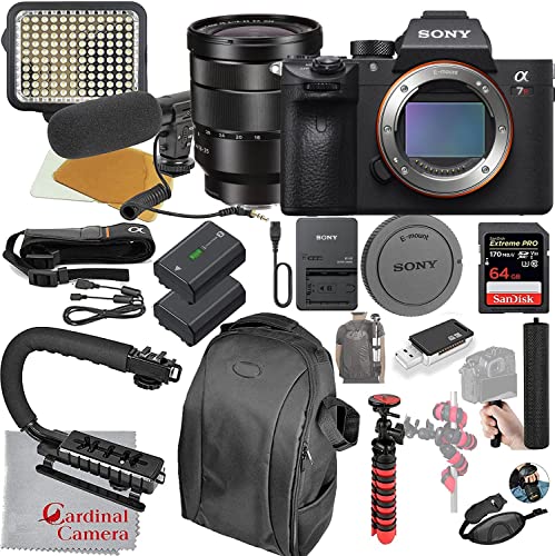 Sony Alpha a7RIIIA (New Model) Mirrorless Digital Camera with 16-35mm T* FE 16-35mm f/4 ZA OSS Lens Video Bundle + LED Video Light + Microphone + Extreme Speed 64GB Memory(20pc Bundle)