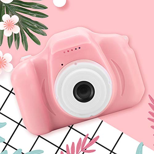 Portable Mini Cute Children Kid Digital Video Camera Toy with 2.0in IPS TFT Color Screen Eye-Friendly Supporting Taking Photos Recording Videos DIY Photos (Pink)