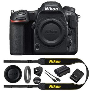 nikon d500 20.9 mp cmos dx format digital slr camera body (1559b) with 4k video – (renewed)