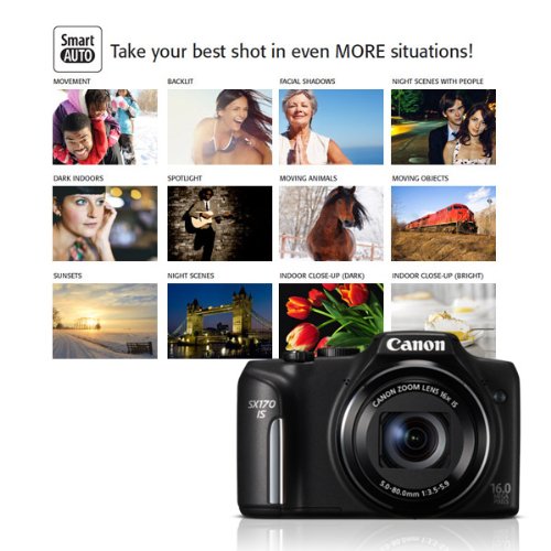 Canon PowerShot SX170 IS 16.0 MP Digital Camera, Black (discontinued by manufacturer)