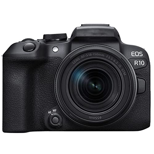 R10 Mirrorless Digital Camera with RF-S 18-150mm f/3.5-6.3 is STM Lens + 128GB Memory + Case + Tripod + Filters + More (Renewed)