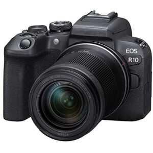 R10 Mirrorless Digital Camera with RF-S 18-150mm f/3.5-6.3 is STM Lens + 128GB Memory + Case + Tripod + Filters + More (Renewed)
