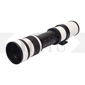 JINTU 420-800mm f/8.3 Telephoto Lens Camera Zoom Lenses with T Mount Adapter for Canon EOS 4000D 2000D 1200D 80D 90D Rebel T3i T4i T5 T5i T6 T7 T6i T7i SL1 SL2 5D III IV 6D 7D II 60D 70D 77D White