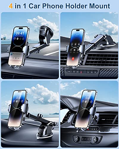 Humixx 【2022 Stable Nano Suction Cup】 Phone Mount for Car Universal Hands-Free Suction Cell Phone Holder for Car Dashboard Air Vent Car Phone Holder Mount for Samsung iPhone 13 14 Plus Pro Max