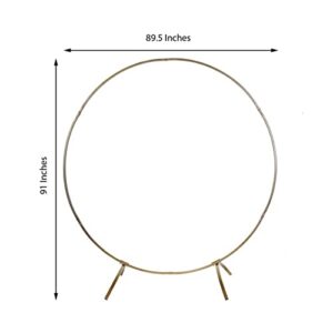Efavormart 7.5 Ft Round Gold Metal Wedding Arch Photo Booth Backdrop Stand - 100 Lbs Capacity