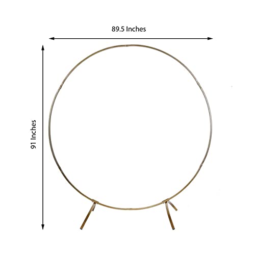 Efavormart 7.5 Ft Round Gold Metal Wedding Arch Photo Booth Backdrop Stand - 100 Lbs Capacity