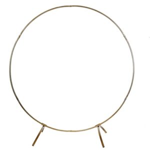 Efavormart 7.5 Ft Round Gold Metal Wedding Arch Photo Booth Backdrop Stand - 100 Lbs Capacity
