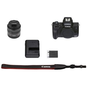 Canon EOS M50 Mark II Mirrorless Digital Camera with 15-45mm Zoom Lens Lens + 128GB Card, Tripod, Case, and More (24pc Bundle) (Renewed)