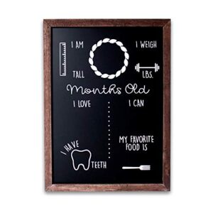 baby monthly milestone chalkboard | 12″ x 16″ wood framed reusable monthly baby milestone board | baby calendar first year