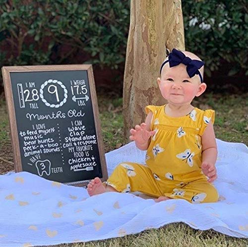 Baby Monthly Milestone Chalkboard | 12" x 16" Wood Framed Reusable Monthly Baby Milestone Board | Baby Calendar First Year