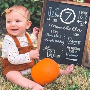 Baby Monthly Milestone Chalkboard | 12" x 16" Wood Framed Reusable Monthly Baby Milestone Board | Baby Calendar First Year