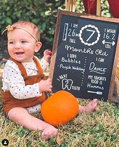 Baby Monthly Milestone Chalkboard | 12" x 16" Wood Framed Reusable Monthly Baby Milestone Board | Baby Calendar First Year