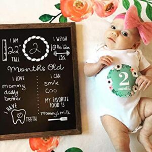 Baby Monthly Milestone Chalkboard | 12" x 16" Wood Framed Reusable Monthly Baby Milestone Board | Baby Calendar First Year