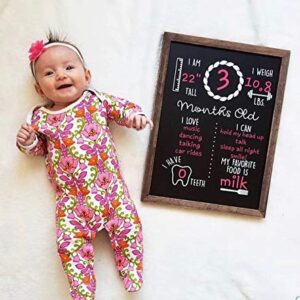 Baby Monthly Milestone Chalkboard | 12" x 16" Wood Framed Reusable Monthly Baby Milestone Board | Baby Calendar First Year