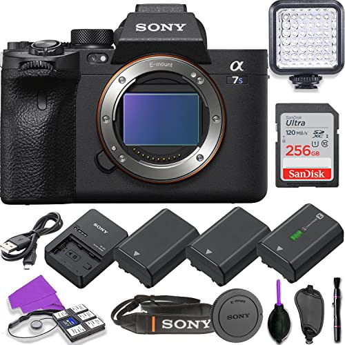 Sony a7S III Mirrorless Body Only Camera (Black) Bundle + Accessories (LED Light, 256Gb Memory, Extra Batteries and More)