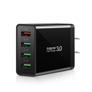 fast charging 3.0 wall charger, 4-ports usb wall charger, iseekerkit 3.0 usb charger with fast usb adaptive adapter block compatible for 10w wireless charger galaxy s9 s8 note 8 9,tablet,iphone,pad