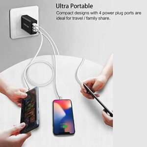 Fast Charging 3.0 Wall Charger, 4-Ports USB Wall Charger, iSeekerKit 3.0 USB Charger with Fast USB Adaptive Adapter Block Compatible for 10W Wireless Charger Galaxy S9 S8 Note 8 9,Tablet,iPhone,Pad