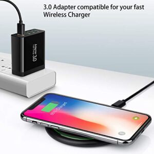 Fast Charging 3.0 Wall Charger, 4-Ports USB Wall Charger, iSeekerKit 3.0 USB Charger with Fast USB Adaptive Adapter Block Compatible for 10W Wireless Charger Galaxy S9 S8 Note 8 9,Tablet,iPhone,Pad