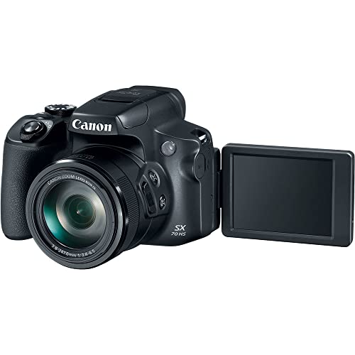Canon PowerShot SX70 HS Digital Camera (3071C001) + 64GB Memory Card + Card Reader + Deluxe Soft Bag + Flex Tripod + Hand Strap + Memory Wallet + Cleaning Kit (Renewed)