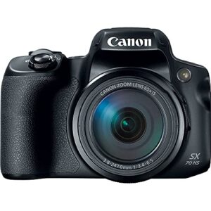 Canon PowerShot SX70 HS Digital Camera (3071C001) + 64GB Memory Card + Card Reader + Deluxe Soft Bag + Flex Tripod + Hand Strap + Memory Wallet + Cleaning Kit (Renewed)