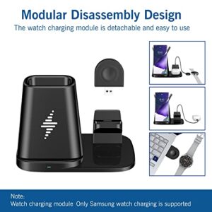 Wireless Charger 4 in 1 Qi-Certified Fast Charging Station for Samsung Galaxy Watch 5 Pro/4/3/Active 2/Gear S3/Sport, Charge Stand Dock for Note 20/Note 10/S22/S21/S10/S20,Buds