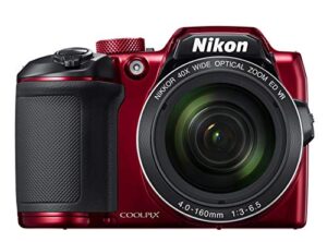 nikon coolpix b500 16mp digital camera with 3 inch tft lcd screen nikkor lens with 40x optical zoom wifi, red (renewed)