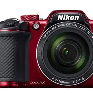 Nikon COOLPIX B500 16MP Digital Camera with 3 Inch TFT LCD Screen Nikkor Lens With 40x optical zoom wifi, Red (Renewed)