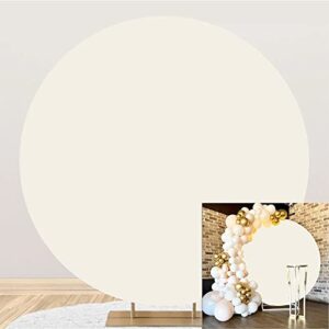 DORCEV Ivory Round Backdrop Cover 6.5x6.5ft Polyester Ivory Color Kids Newborn Baby Shower Birthday Party Decor Background for Photography Bridal Shower Wedding Engagement Party Video Studio Props