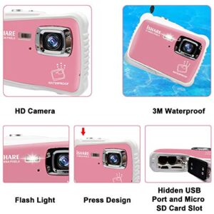 Kids Camera,21MP HD 3M Waterproof Digital Camera Kids,Kids Waterproof Camera 2.0 Inch LCD Display,8X Digital Zoom,Flash and Mic for Kids Boys Girls Gift(Pink)