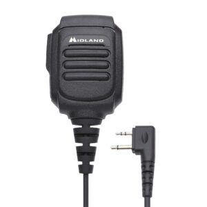 Midland AVPH10 Handheld/Wearable Speaker Microphone with Push-to-Talk for GMRS Radios, Black