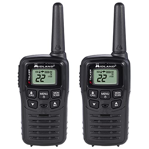 Midland - T10 X-TALKER, 22 Channel FRS Walkie Talkies - Extended Range Two Way Radios, 38 Privacy Codes & NOAA Weather Alert (Pair Pack) (Black)