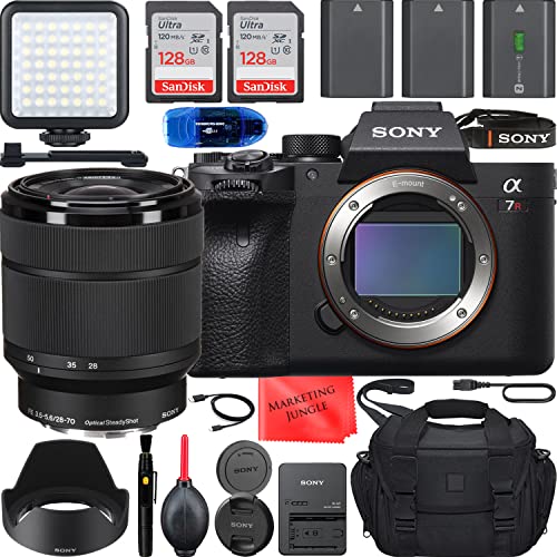 Sony a7R IVA Mirrorless Camera with FE 28-70mm Lens Bundle + Accessories (256Gb High Speed Memory, 3 Batteries, LED Light, Gadget Bag and More) ILCE7RM4A/B