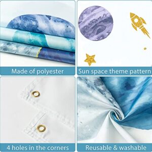 YaNuts First Trip Around The Sun Space Backdrop 1st Birthday Party Supplies Extra Large Planets Background Banner Baby Shower Party Decor 6x3.6ft, BLUE