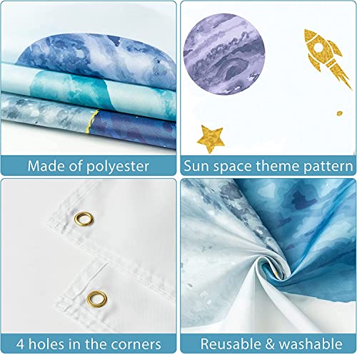 YaNuts First Trip Around The Sun Space Backdrop 1st Birthday Party Supplies Extra Large Planets Background Banner Baby Shower Party Decor 6x3.6ft, BLUE