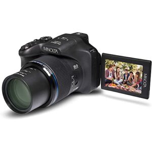Minolta MN67Z-BK 20MP / 1080p HD Bridge Digital Camera with 67x Optical Zoom Bundle with Lexar Professional 633x 64GB UHS-1 Class 10 SDXC Memory Card and Deco Gear Camera Bag for DSLR (Black)