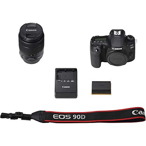 Canon EOS 90D DSLR Camera with 18-135mm Lens (3616C016), EF-S 55-250mm Lens, 64GB Memory Card, Case, Corel Photo Software, LPE6 Battery, External Charger, Card Reader + More (Renewed)