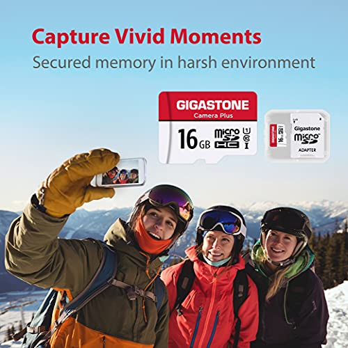 [Gigastone] 16GB 5-Pack Micro SD Card, Camera Plus, MicroSDHC Memory Card for Wyze Cam, Security Camera, Full HD Video Recording, UHS-I U1 Class 10, up to 85MB/s, with MicroSD to SD Adapter