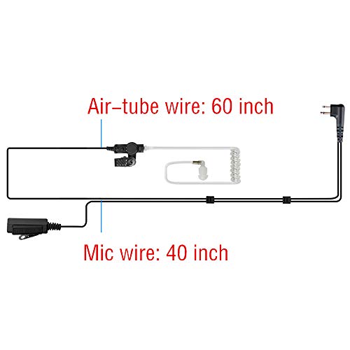 A AIRSN 2 Pin Earpiece Headset for Motorola CP200,GP300,CLS1110,CLS1410 Walkie Talkies/Two Way Radio with Transparent Acoustic Tube (Pack of 2)