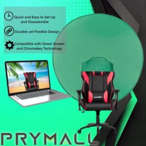 PRYMALL Pop Up Green Screen Background Circular Chair Attachment Stream Online Work from Home Conference Portable Privacy Backdrop Storage Bag