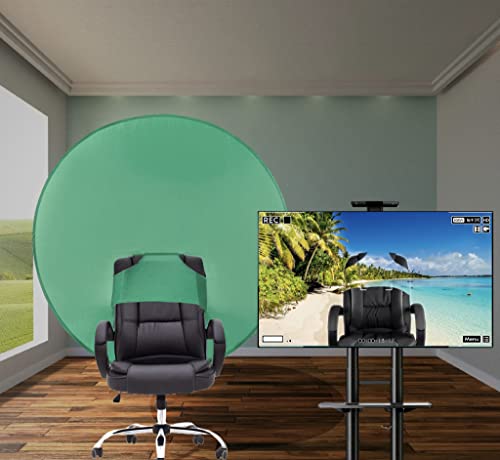 PRYMALL Pop Up Green Screen Background Circular Chair Attachment Stream Online Work from Home Conference Portable Privacy Backdrop Storage Bag