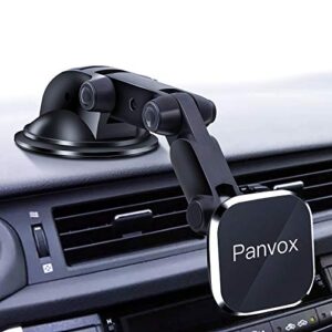 panvox magnetic phone car mount, universal dashboard windshield car phone mount holder with upgraded 3.2″ suction cup,8 strong magnets compatible with iphone 11 pro x xs max xr galaxy note10 s10