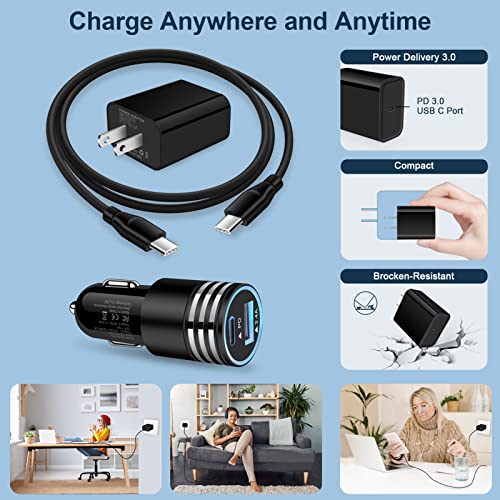 Type C Super Fast Charger Block Box Car Charger+6ft Android Charger USB C to C Cable Fast Charging for Samsung Galaxy S23/S23+/S23 Ultra/A53 5G/S22 Ultra/A13/A03S/A14/S21 FE/S20/A02S/A12/A32/Z Flip 3