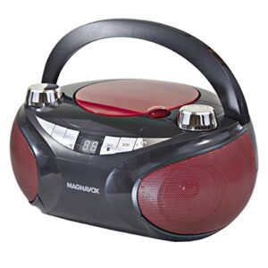 Magnavox MD6949 Portable Top Loading CD Boombox with AM/FM Stereo Radio and Bluetooth Wireless Technology in Red and Black | CD-R/CD-RW Compatible | LED Display |