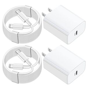 iphone 14 13 12 11 fast charger[apple mfi certified], 2-pack apple fast charger 10ft long usb-c to lightning cable with 20w usb c wall charger block for iphone 14/13/12/11 pro max/mini/xs/xr, ipad