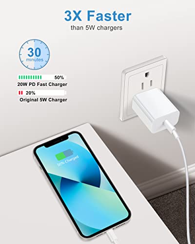 iPhone 14 13 12 11 Fast Charger[Apple MFi Certified], 2-Pack Apple Fast Charger 10FT Long USB-C to Lightning Cable with 20W USB C Wall Charger Block for iPhone 14/13/12/11 Pro Max/Mini/XS/XR, iPad